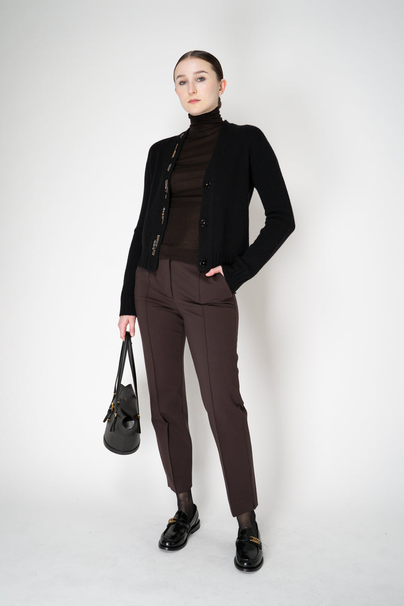 Fabiana Filippi Wool Cashmere Knit Cardigan with Embellished Jewel Trim in Black Vancouver. Shop Online or in Store.