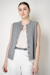 Fabiana Filippi Wool Cashmere Knit Crew Neck Vest in Grey Vancouver. Shop Online or in Store.