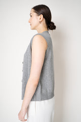 Fabiana Filippi Wool Cashmere Knit Crew Neck Vest in Grey Vancouver. Shop Online or in Store.