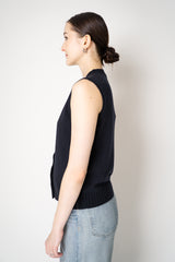 Fabiana Filippi Wool Cashmere Knit Crew Neck Vest in Navy Vancouver. Shop Online or in Store.