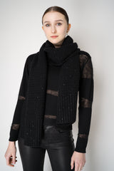 Fabiana Filippi Wool Cashmere Knit Sequined Scarf in Black Vancouver. Shop Online or in Store.