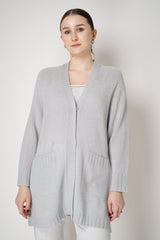 Fabiana Filippi Wool Cashmere Knit V-Neck Cardigan in Light Grey Vancouver. Shop Online or in Store.