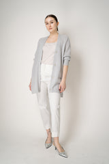 Fabiana Filippi Wool Cashmere Knit V-Neck Cardigan in Light Grey Vancouver. Shop Online or in Store.