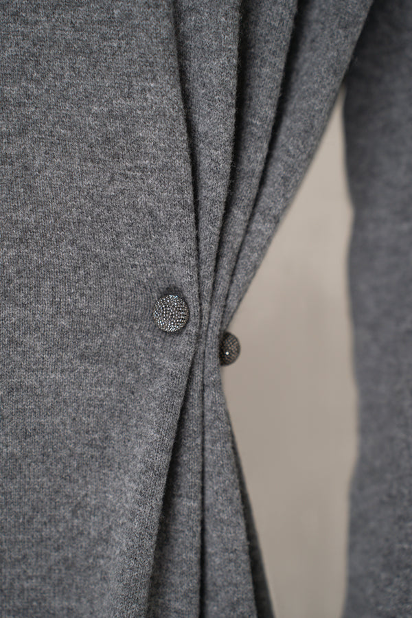 Fabiana Filippi Wool Cashmere Long Sleeve Knit Dress in Grey Vancouver. Shop Online or in Store.