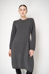 Fabiana Filippi Wool Cashmere Long Sleeve Knit Dress in Grey Vancouver. Shop Online or in Store.