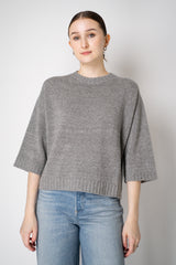 Fabiana Filippi Wool Cashmere Lurex 3/4 Sleeve Crew Neck Sweater in Platinum Grey Vancouver. Shop Online or in Store.