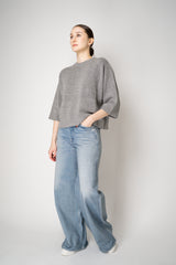 Fabiana Filippi Wool Cashmere Lurex 3/4 Sleeve Crew Neck Sweater in Platinum Grey Vancouver. Shop Online or in Store.