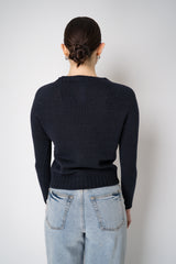 Fabiana Filippi Wool Cashmere Lurex Crew Neck Sweater in Navy Vancouver. Shop Online or in Store.