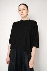 Fabiana Filippi Wool Cashmere Sequined Cropped Wide Sleeve Knit Pullover in Black Vancouver. Shop Online or in Store.
