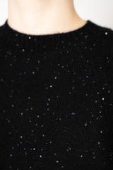 Fabiana Filippi Wool Cashmere Sequined Cropped Wide Sleeve Knit Pullover in Black Vancouver. Shop Online or in Store.