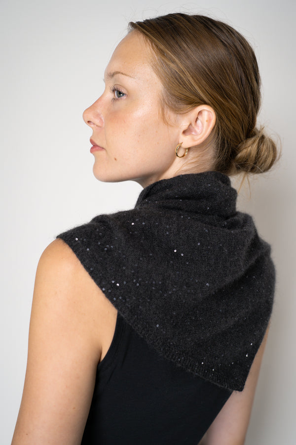 Fabiana Filippi Wool Cashmere Sequined Knit Poncho Shrug in Grey Vancouver. Shop Online or in Store. 