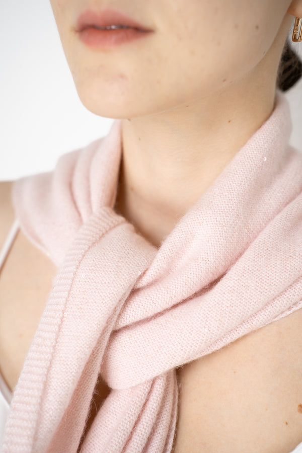 Fabiana Filippi Wool Cashmere Sequined Knit Poncho Shrug in Pastel Rose Vancouver. Shop Online or in Store.