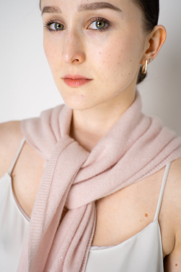 Fabiana Filippi Wool Cashmere Sequined Knit Poncho Shrug in Pastel Rose Vancouver. Shop Online or in Store.