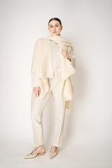 Fabiana Filippi Wool Poncho with Detachable Scarf in Vanilla Vancouver. Shop Online or in Store.