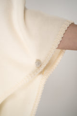 Fabiana Filippi Wool Poncho with Detachable Scarf in Vanilla Vancouver. Shop Online or in Store.