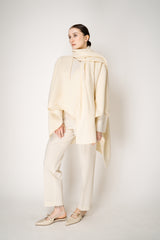Fabiana Filippi Wool Poncho with Detachable Scarf in Vanilla Vancouver. Shop Online or in Store.