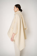Fabiana Filippi Wool Poncho with Detachable Scarf in Vanilla Vancouver. Shop Online or in Store.