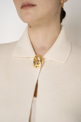 Fabiana Filippi Wool Stockinette Stitch Knit Open Front Cardigan in Ivory Vancouver. Shop Online or in Store.