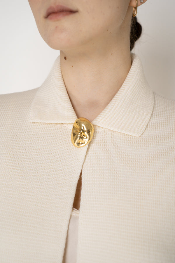 Fabiana Filippi Wool Stockinette Stitch Knit Open Front Cardigan in Ivory Vancouver. Shop Online or in Store.