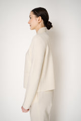Fabiana Filippi Wool Stockinette Stitch Knit Open Front Cardigan in Ivory Vancouver. Shop Online or in Store.
