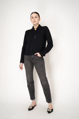 Fabiana Filippi Wool Stockinette Stitch Knit Open Front Cardigan in Navy Vancouver. Shop Online or in Store.
