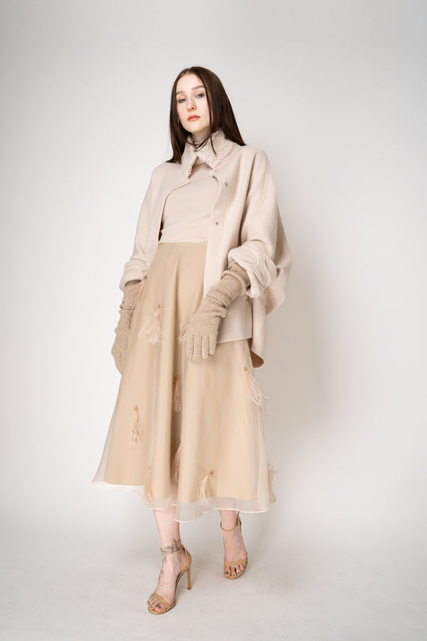 Fabiana Filippi Wool Viscose Knit Lurex Gloves in Gold Vancouver. Shop Online or in Store.
