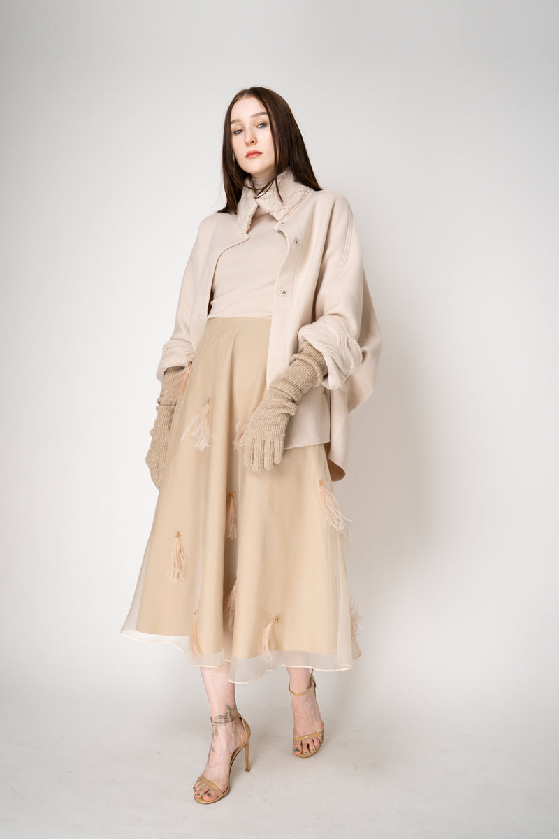 Fabiana Filippi Wool Viscose Knit Lurex Gloves in Gold Vancouver. Shop Online or in Store.