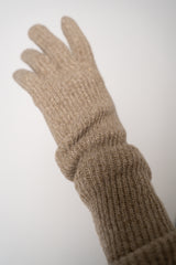 Fabiana Filippi Wool Viscose Knit Lurex Gloves in Gold Vancouver. Shop Online or in Store.