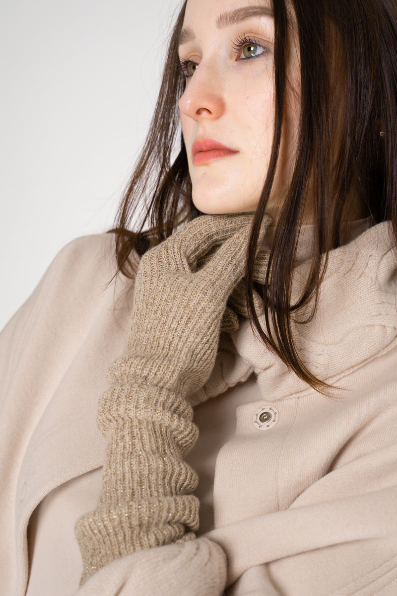 Fabiana Filippi Wool Viscose Knit Lurex Gloves in Gold Vancouver. Shop Online or in Store.