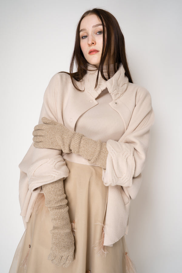 Fabiana Filippi Wool Viscose Knit Lurex Gloves in Gold Vancouver. Shop Online or in Store.