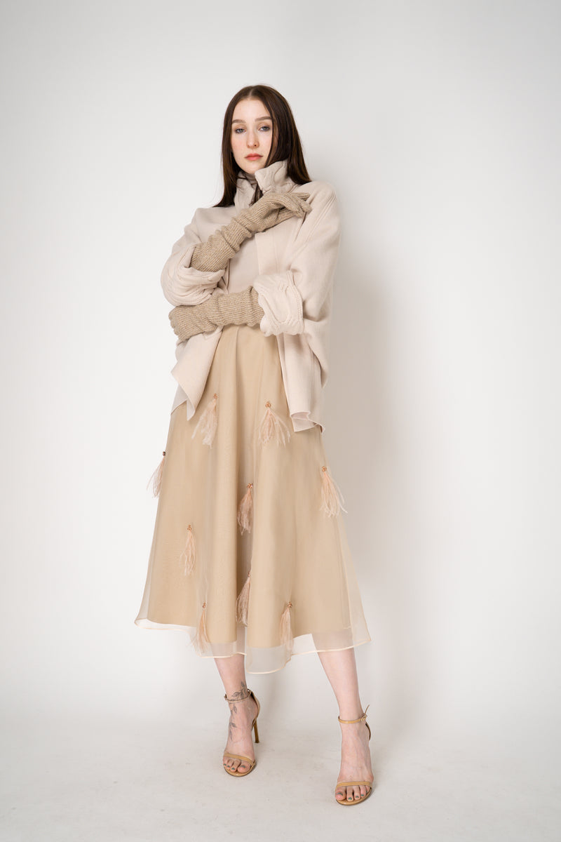 Fabiana Filippi Wool Viscose Knit Lurex Gloves in Gold Vancouver. Shop Online or in Store.