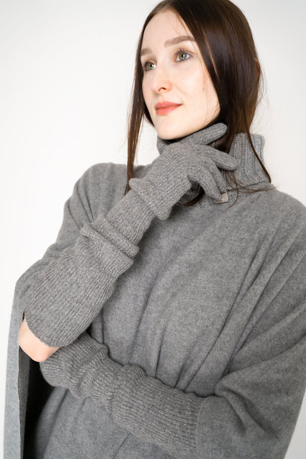 Fabiana Filippi Wool Viscose Knit Lurex Gloves in Grey Vancouver. Shop Online or in Store.