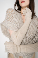 Fabiana Filippi Wool Viscose Knit Lurex Gloves in Ivory Vancouver. Shop Online or in Store.