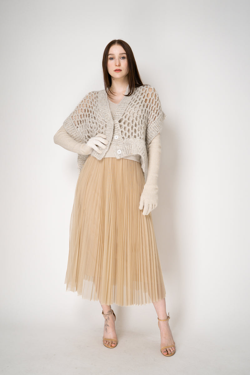Fabiana Filippi Wool Viscose Knit Lurex Gloves in Ivory Vancouver. Shop Online or in Store.