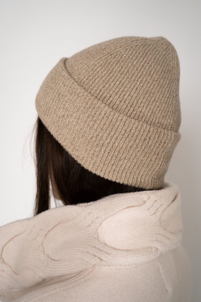 Fabiana Filippi Wool Viscose Knit Lurex Toque in Gold Vancouver. Shop Online or in Store.