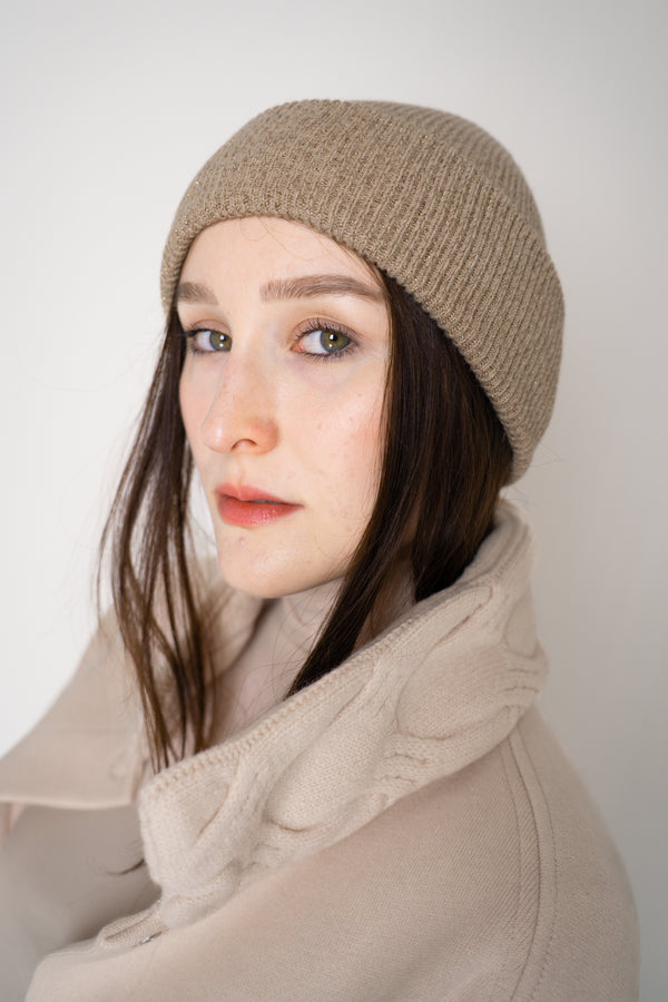 Fabiana Filippi Wool Viscose Knit Lurex Toque in Gold Vancouver. Shop Online or in Store.