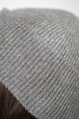 Fabiana Filippi Wool Viscose Knit Lurex Toque in Grey Vancouver. Shop Online or in Store.