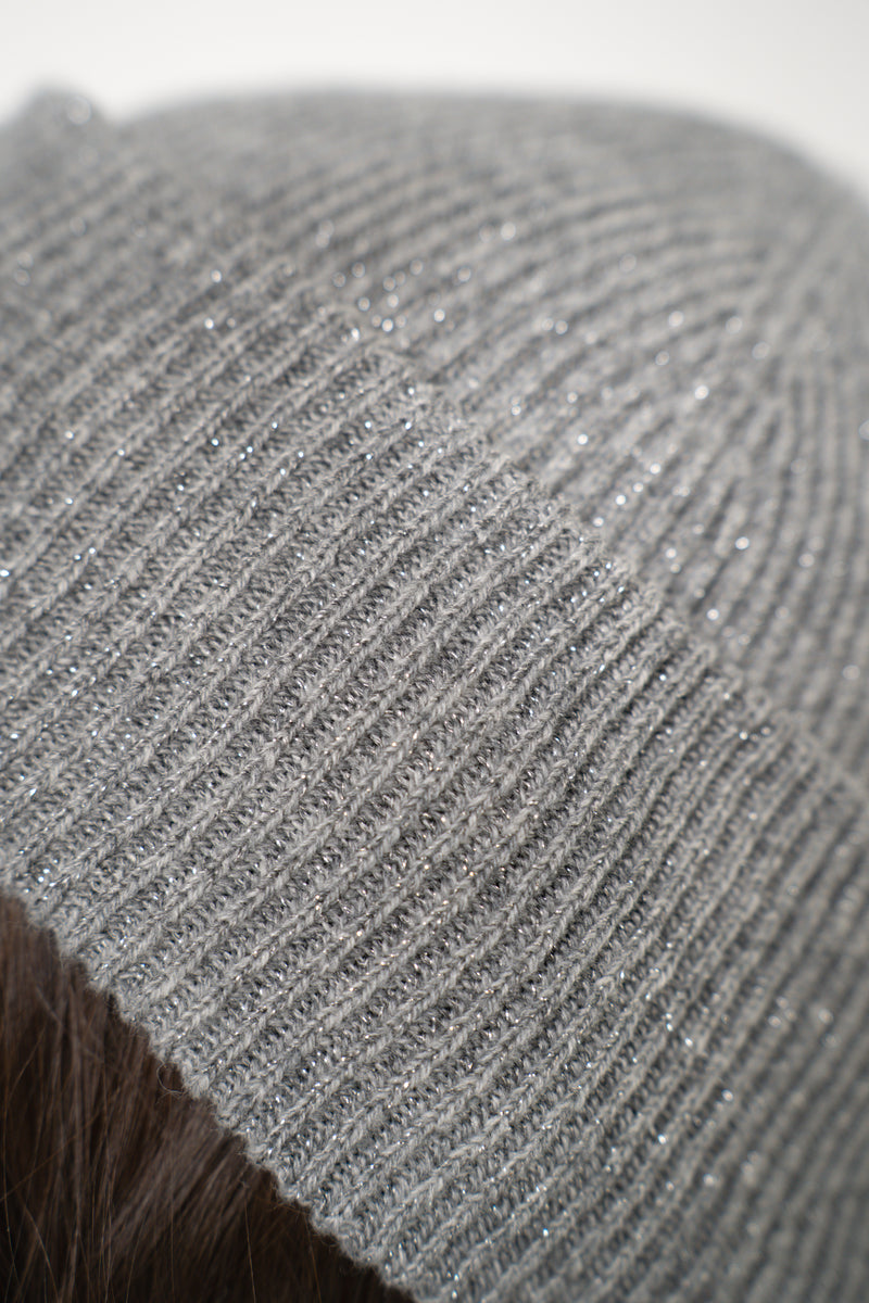 Fabiana Filippi Wool Viscose Knit Lurex Toque in Grey Vancouver. Shop Online or in Store.