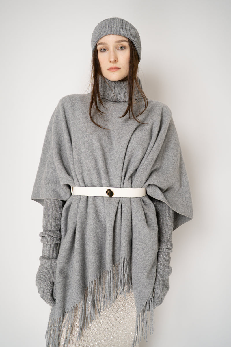 Fabiana Filippi Wool Viscose Knit Lurex Toque in Grey Vancouver. Shop Online or in Store.