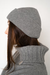 Fabiana Filippi Wool Viscose Knit Lurex Toque in Grey Vancouver. Shop Online or in Store.