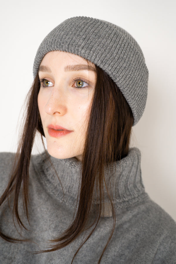 Fabiana Filippi Wool Viscose Knit Lurex Toque in Grey Vancouver. Shop Online or in Store.