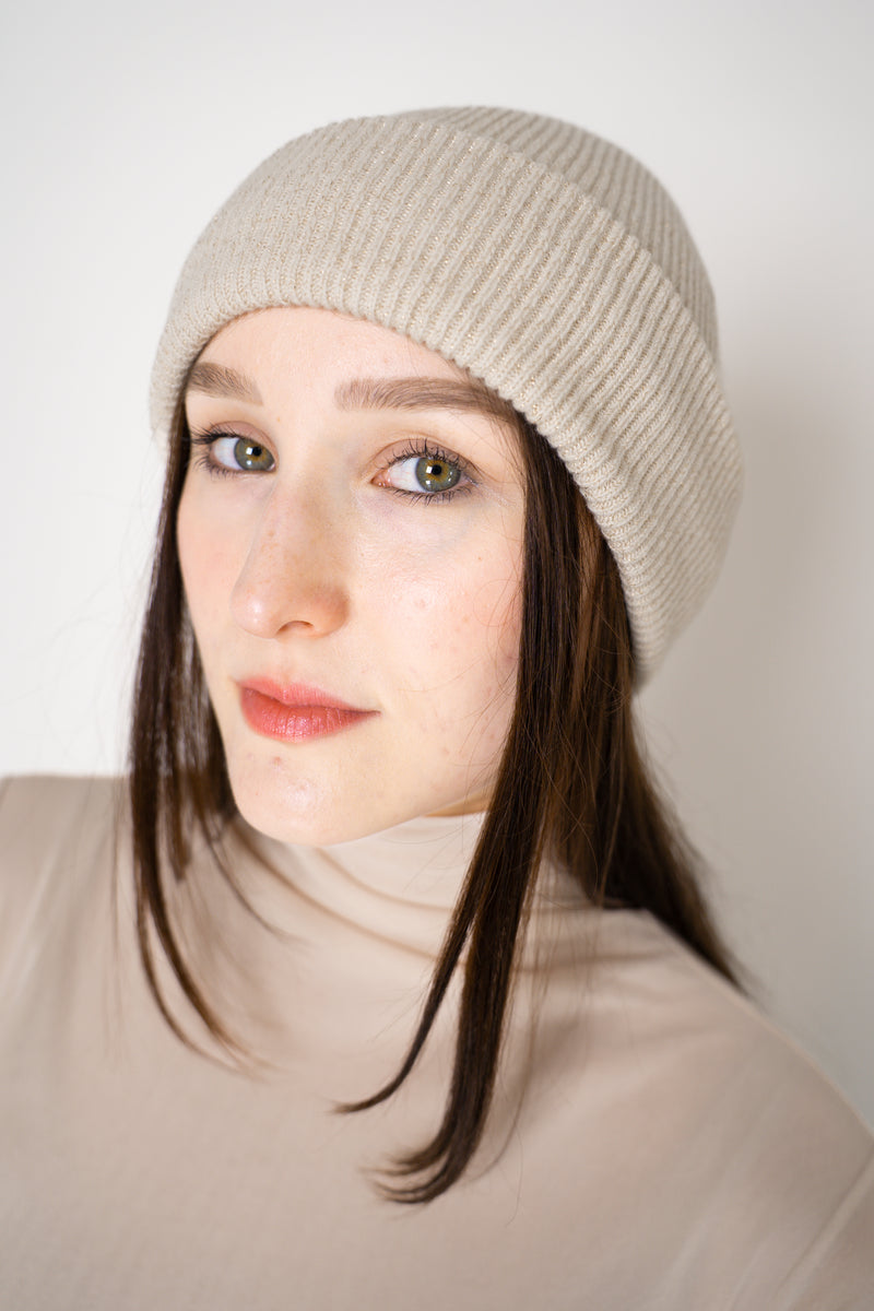 Fabiana Filippi Wool Viscose Knit Lurex Toque in Ivory Vancouver. Shop Online or in Store.
