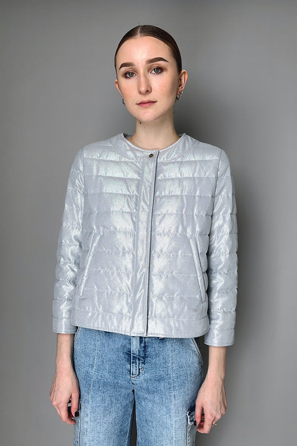 Herno Lurex Padded Jacket in Light Grey Vancouver. Shop Online or in Store.