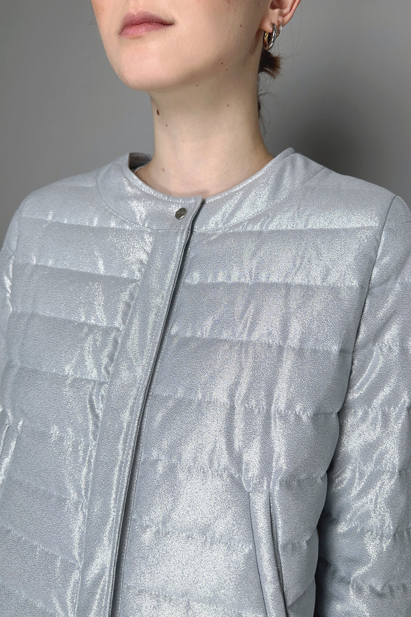 Herno Lurex Padded Jacket in Light Grey