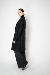 Harris Wharf London Cashmere Blend Oversized Flannel Coat in Dark Navy Vancouver. Shop Online or in Store.)