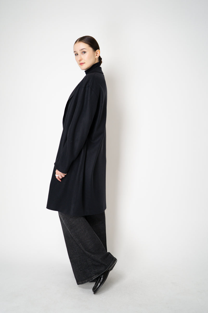 Harris Wharf London Cashmere Blend Oversized Flannel Coat in Dark Navy Vancouver. Shop Online or in Store.)