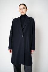 Harris Wharf London Cashmere Blend Oversized Flannel Coat in Dark Navy Vancouver. Shop Online or in Store.)