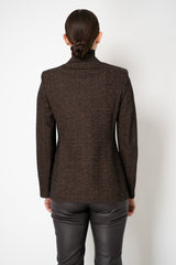Harris Wharf London Donegal Stretch Wool Blazer in Brown Herringbone Vancouver. Shop Online or in Store.