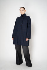 Harris Wharf London Loro Piana Raglan Jacket in Blue and Brown Plaid Vancouver. Shop Online or in Store.)