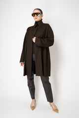 Harris Wharf London Loro Piana Raglan Sleeve Coat in Brown Green Plaid Vancouver. Shop Online or in Store.